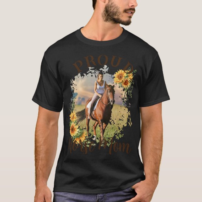Camiseta Horse Pet Photo Text Sunflower Accent T Shirt  (Anverso)