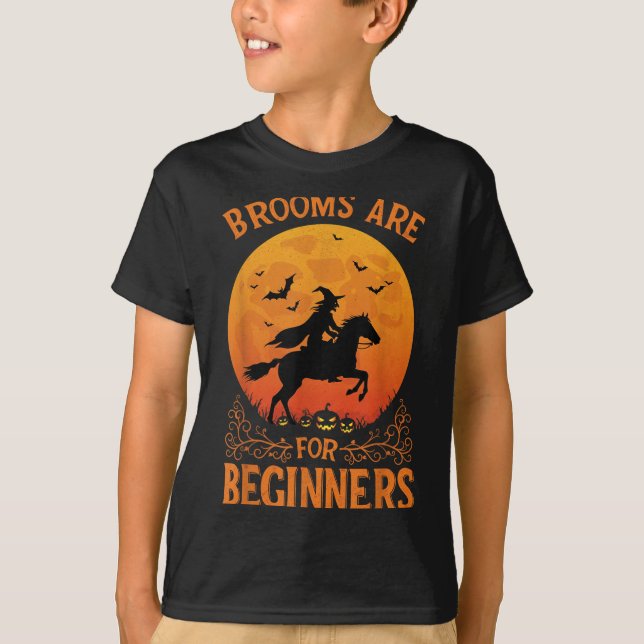 Camiseta Horse Rider Halloween Equestrian Brooms Are For Be (Anverso)