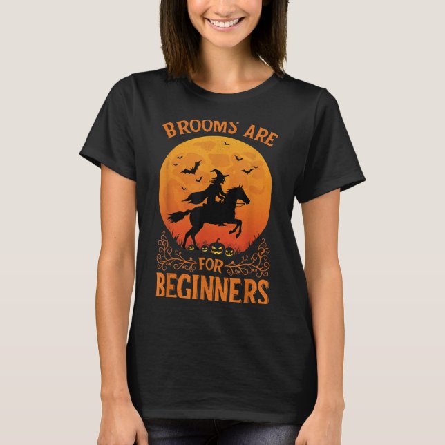 Camiseta Horse Rider Halloween Equestrian Brooms Are For Be (Anverso)