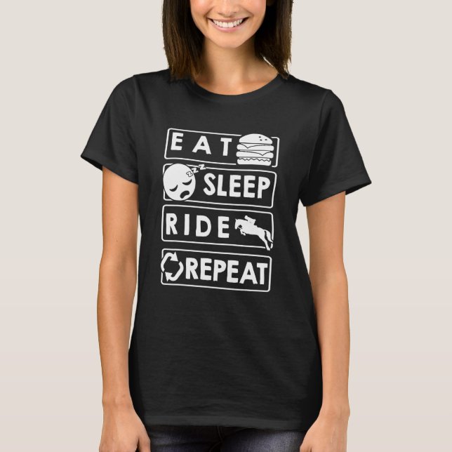 Camiseta Horse Riding  Eat Sleep Ride Repeat (Anverso)