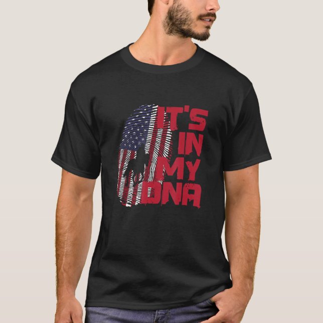 Camiseta Horse Riding In Dna Fingerprint American Patriot 4 (Anverso)