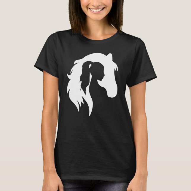 Camiseta Horse Silhouette Joven Chica Equestrian Cowgi (Anverso)