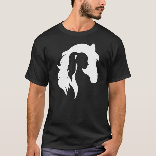 Camiseta Horse Silhouette Joven Chica Equestrian Cowgi (Anverso)