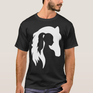 Camiseta Horse Silhouette Joven Chica Equestrian Cowgi