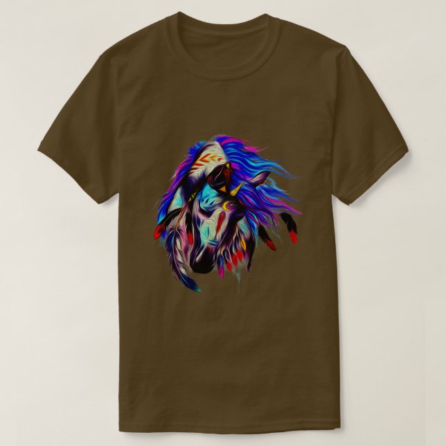 Camiseta Horse Tribal Abstrato Arte Nativo Estadounidense p (Diseño del anverso)