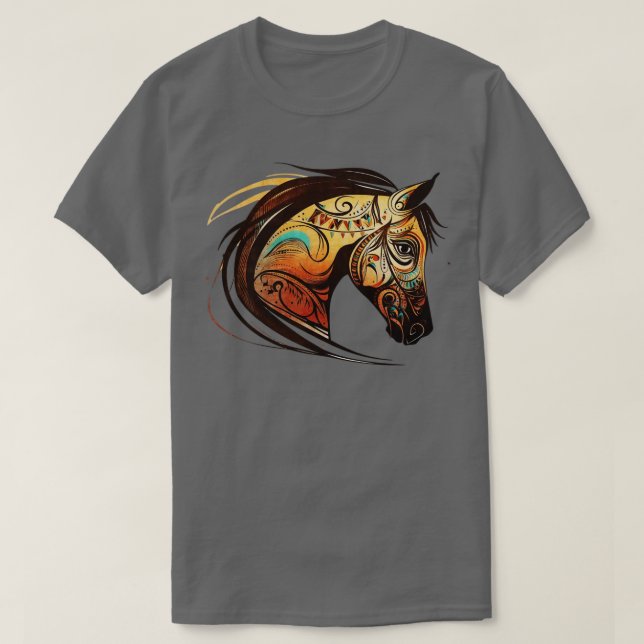 Camiseta Horse Tribal Resumen Arte Nativo Geometri (Diseño del anverso)