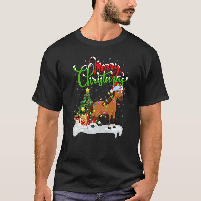 Camiseta Horse  Xmas Decorations Santa Horse Christmas (Anverso)