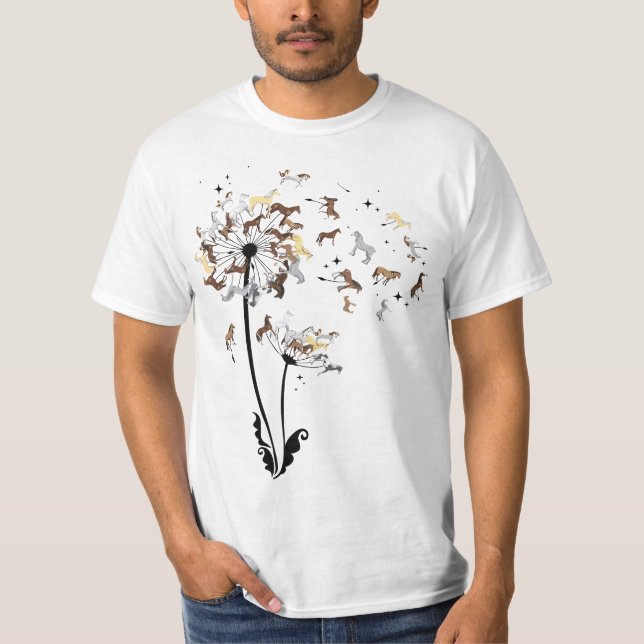 Camiseta Horses Dandelion Funny Horse 567n8imal Lovers Tee  (Anverso)