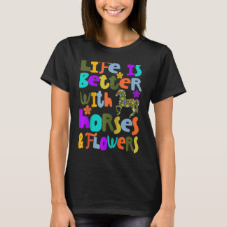 Camiseta Horses Flowers Horsewomen Country Rider Kids Eques