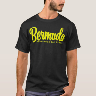 Camiseta Horseshoe Bay Beach Bermuda texto amarillo Premium