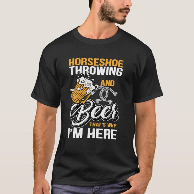 Camiseta Horseshoe Throwing And Beer Funny Pitching Horse S (Anverso)