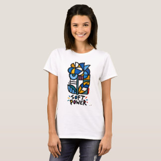 Camiseta Hortensia Tribal Geométrica Floral Poder Suave Azu