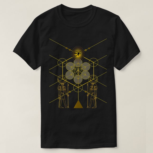 Camiseta HORUS HERU egipcio de ciencia de la geometría sagr (Diseño del anverso)