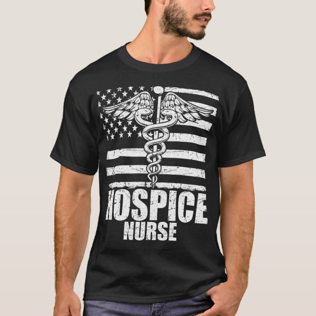 Camiseta Hospice Nurse American Flag (Anverso)