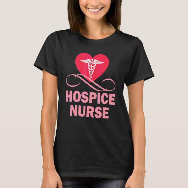 Camiseta Hospice Nurse Love Heart Print Cute Idea Emergency (Anverso)