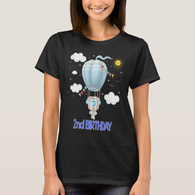 Camiseta Hot Air Balloon B day Boy Party Group (Anverso)