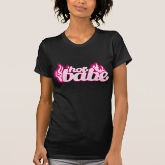 Camiseta "hot babe" tierno gráfico de llama rosa y marrón t