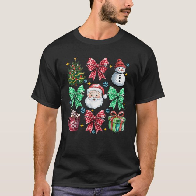 Camiseta Hot Cocoa Candy Cane Christmas Santa Coquette Bow  (Anverso)