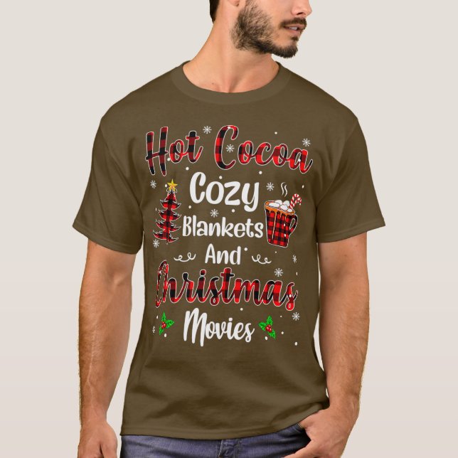 Camiseta Hot Cocoa Cozy Blankets Christmas Movies Red (Anverso)