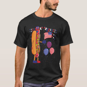 Camiseta Hot dog 4 of July Gafas de sol Bandera estadounide
