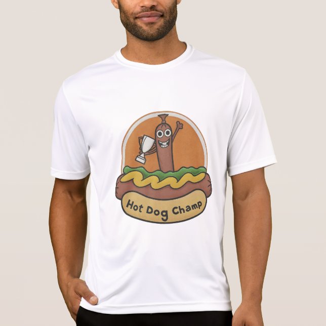 Camiseta Hot Dog Champ Weiner Trophy Cute Foodie (Anverso)