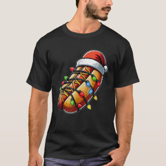 Camiseta Hot Dog Christmas Hat Xmas 