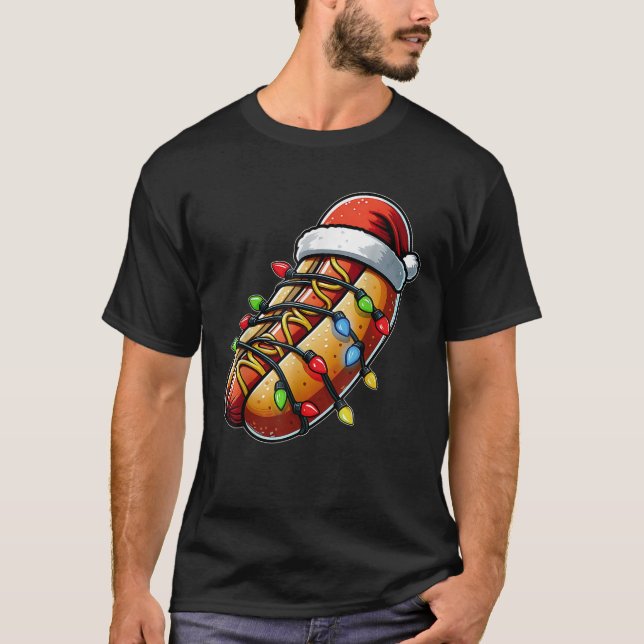 Camiseta Hot Dog Christmas Hat Xmas  (Anverso)