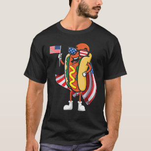 Camiseta Hot Dog Day Sunglasses American Flag Usa 4th Of Ju