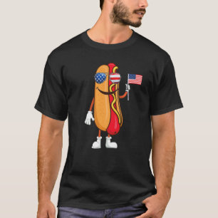 Camiseta Hot Dog Day Sunglasses American Flag Usa 4th Of Ju