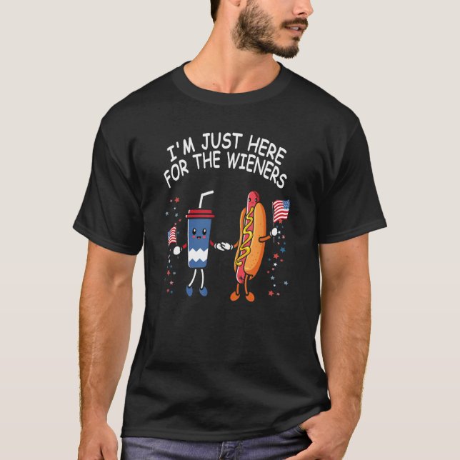 Camiseta Hot Dog I'm Just Here For The Wieners Funny 4Th Of (Anverso)