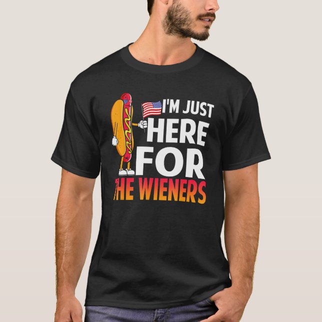 Camiseta Hot Dog I'm Just Here For The Wieners Sausage 4th  (Anverso)