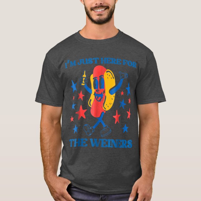 Camiseta Hot Dog Im Just Here Forhe Wieners 4Th Of July fam (Anverso)