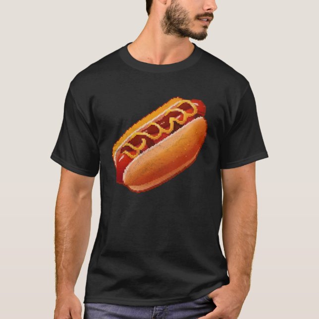 Camiseta Hot Dog Pixel 8 bit Retro Hungry Byte Grilled Food (Anverso)
