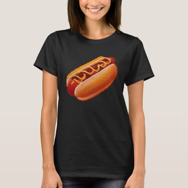 Camiseta Hot Dog Pixel 8 bit Retro Hungry Byte Grilled Food (Anverso)