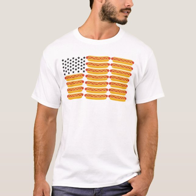 Camiseta Hot Dog USA Flag Funny Patriotic  (Anverso)