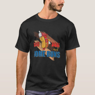 Camiseta Hot Dogs And Home Runs Retro Style Baseball Game  