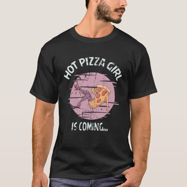 Camiseta Hot Food Pizza Delivery Girl On Scooter Costume (Anverso)