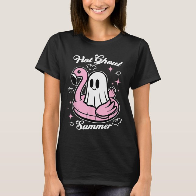 Camiseta Hot Ghoul Summer Flamingo Ghost Summerween (Anverso)
