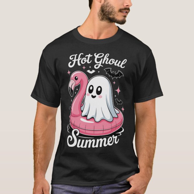 Camiseta Hot Ghoul Summer Flamingo Ghost Summerween (Anverso)