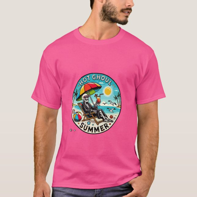 Camiseta Hot Ghoul Summer Fun Skeleton Seaside Design (Anverso)