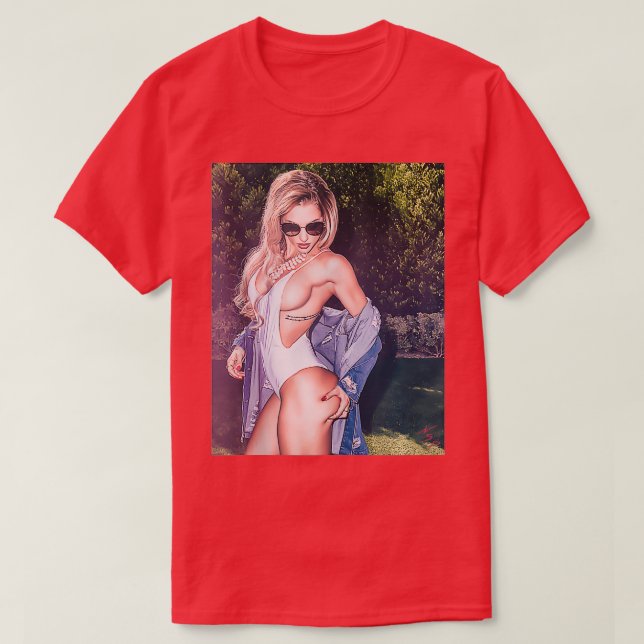 Camiseta Hot Girl Graphic Tee  Beautiful Blonde Pinup Model (Diseño del anverso)
