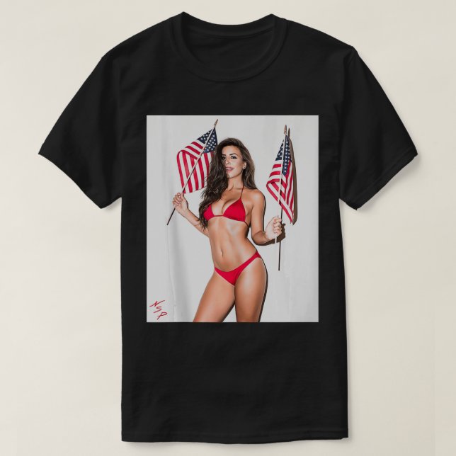 Camiseta Hot Girl on  for Men  Sey Latina Patriotic US Flag (Diseño del anverso)