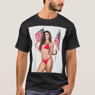 Camiseta Hot Girl on for Men Sey Latina Patriotic US Flag