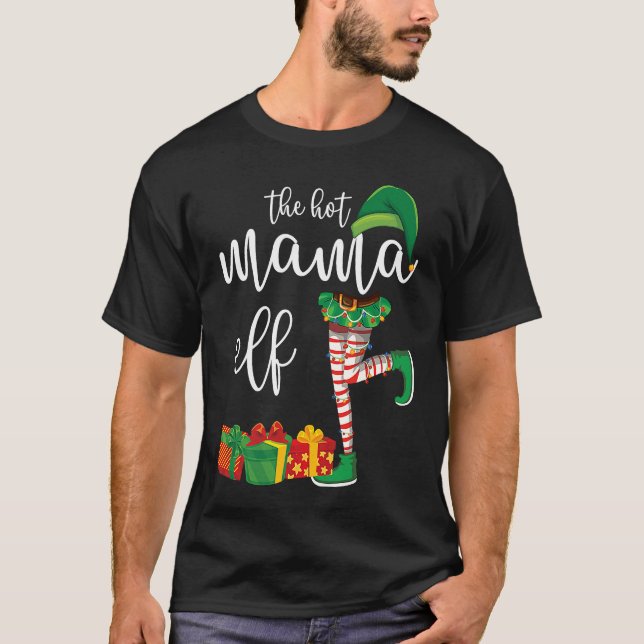 Camiseta Hot Mama Elf Matching Family Group Christmas Party (Anverso)