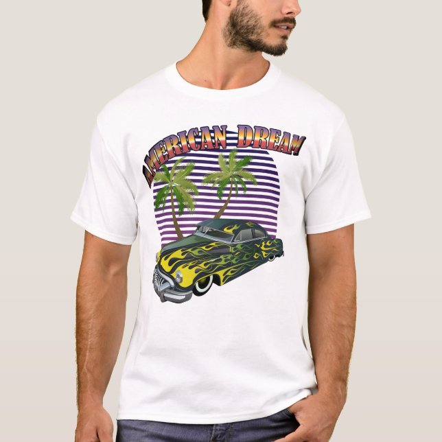 Camiseta hot rod american dream voiture muscle car palmier  (Anverso)