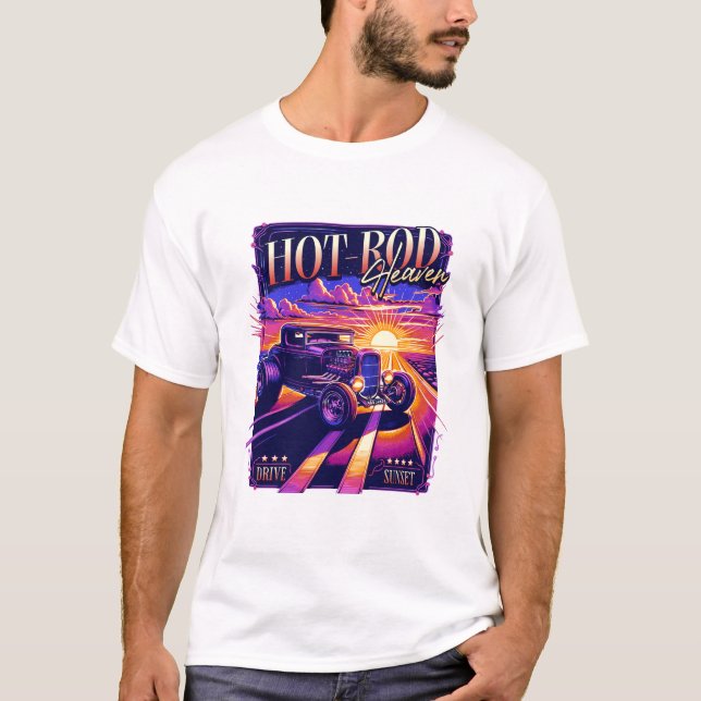 Camiseta Hot Rod Heaven – Drive Into the Sunset (Anverso)