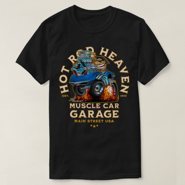 Camiseta Hot Rod Heaven Musle Car Garage USA Classic Car a (Diseño del anverso)