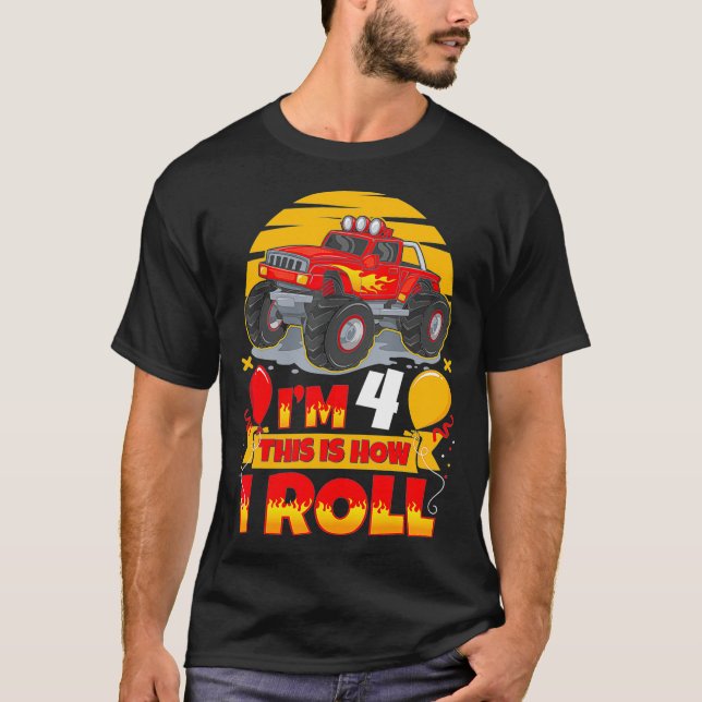 Camiseta Hot Wheels Birthday Im 4 This Is How I Roll (Anverso)