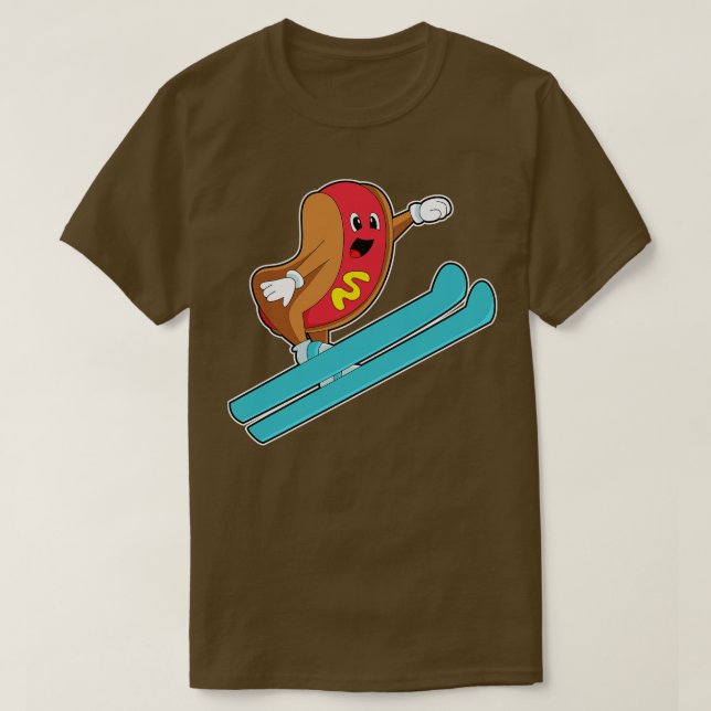 Camiseta Hotdog As Ski Jumper With Ski Ski (Diseño del anverso)