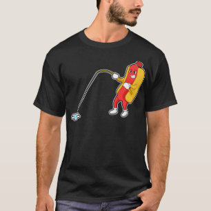 Camiseta Hotdog at Fishing with Fishing rod